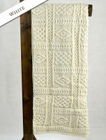 Two-Tone Aran Pleated Throw - White