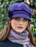 Ladies Tweed Newsboy Hat - Dark Purple