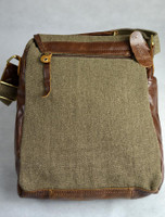 Back Detail of Traditional Tweed & Leather Bag with Handle