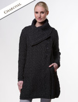 Large Collar Aran Coat - Charcoal