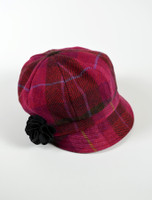 Ladies Tweed Newsboy Hat - Pink Plaid