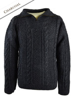 Premium Handknit Zip Neck Sweater - Charcoal