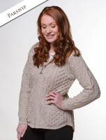 Cable Knit Hoodie with Celtic Knot Zipper Pull - Parsnip Cable Knit Hoodie with Celtic Knot Zipper Pull - Parsnip