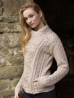 Cable Knit Jacket with Celtic Knot Side Zip - Parsnip Cable Knit Jacket with Celtic Knot Side Zip - Parsnip