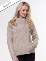 Cable Knit Jacket with Celtic Knot Side Zip - Parsnip Cable Knit Jacket with Celtic Knot Side Zip - Parsnip