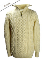 Heavyweight Merino Wool Aran Troyer - White