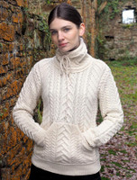 Super Soft Aran Cowl Neck Sweater - White Super Soft Aran Cowl Neck Sweater - White