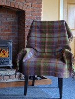 Plaid Wool Throw - Green Rust Grey Plaid Wool Throw - Green Rust Grey