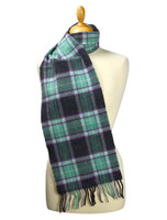 Narrow Lambswool Plaid Scarf - Seafoam Black Purple