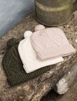 Handknit Aran Ski Hat - Moss Green, Natural White, Honey Oat. Handknit Aran Ski Hat - Moss Green, Natural White, Honey Oat.