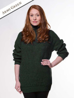 Women's Merino Ribbed Turtleneck Sweater - Army Green Women's Merino Ribbed Turtleneck Sweater - Army Green