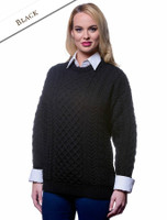 Women's Merino Aran Sweater - Black