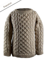 Kid's Traditional Aran Merino Wool Sweater - Parsnip Kid's Traditional Aran Merino Wool Sweater - Parsnip