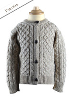 Kid's Traditional Aran Merino Wool Cardigan - Parsnip Kid's Traditional Aran Merino Wool Cardigan - Parsnip