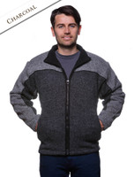 Men's Fleece Lined Wool Jacket  - Charcoal