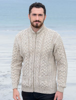 Men's Aran Zip Cable Knit Cardigan - Skiddaw