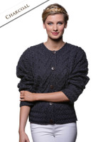 Aran Cable Knit Cardigan - Charcoal Aran Cable Knit Cardigan - Charcoal