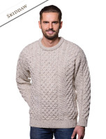 Mens Heavyweight Irish Aran Wool Sweater - Skiddaw