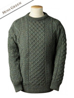 Lightweight Traditional Aran Wool Sweater - Moss Green Lightweight Traditional Aran Wool Sweater - Moss Green