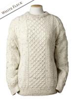 Lightweight Traditional Aran Wool Sweater - White Fleck Lightweight Traditional Aran Wool Sweater - White Fleck
