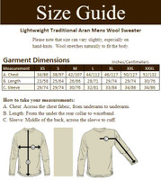 Lightweight Traditional Aran Mens Wool Sweater
