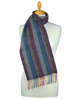 Narrow Lambswool Striped Scarf - Multi-Colour Herringbone Narrow Lambswool Striped Scarf - Multi-Colour Herringbone