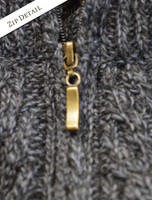 Diamond and Cable Knit Zip Cardigan with Pockets - Zip Detail