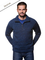 Donegal Tweed Half Zip Sweater - Denim Donegal Tweed Half Zip Sweater - Denim