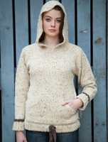 Wool Hoodie with Pouch Pocket - Beige Wool Hoodie with Pouch Pocket - Beige