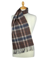 Fine Merino Plaid Scarf - Brown Grey