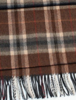 Fine Merino Plaid Scarf - Brown Grey