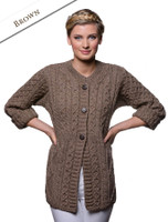 Women's Merino Wool A-Line Fit Cardigan - Browm