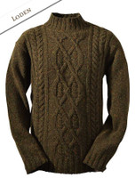 Wool Cashmere Aran Mock Turtleneck Sweater - Loden