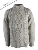 Wool Cashmere Aran Mock Turtleneck Sweater - Chalk