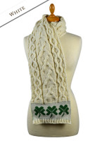 Three Shamrocks Merino Scarf - White Three Shamrocks Merino Scarf - White