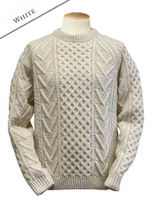 Mens Handknit Honeycomb Stitch Sweater - Natural White