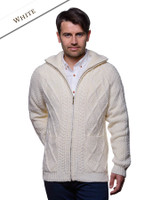Hand Knit Zipper Cardigan with Pockets - White Hand Knit Zipper Cardigan with Pockets - White