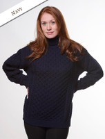 Merino Wool Turtleneck Sweater - Navy