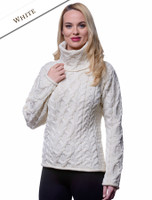 Womens Turtleneck Cable Knit Sweater - Natural White