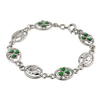 Rhodium Plated Claddagh & Shamrock Bracelet Rhodium Plated Claddagh & Shamrock Bracelet