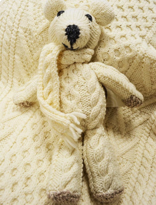 Aran Wool Teddy Bear with Scarf