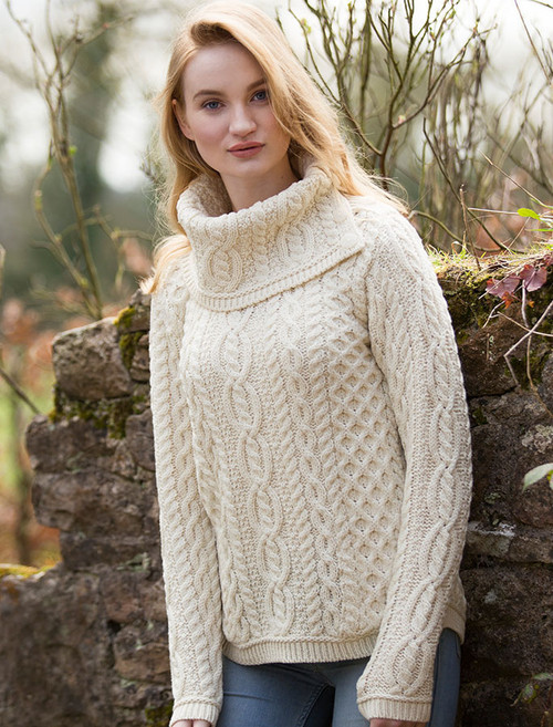 Ladies Irish Tunic Sweater - Natural