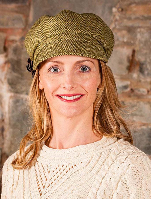 Ladies Tweed Newsboy Hat - Light Brown