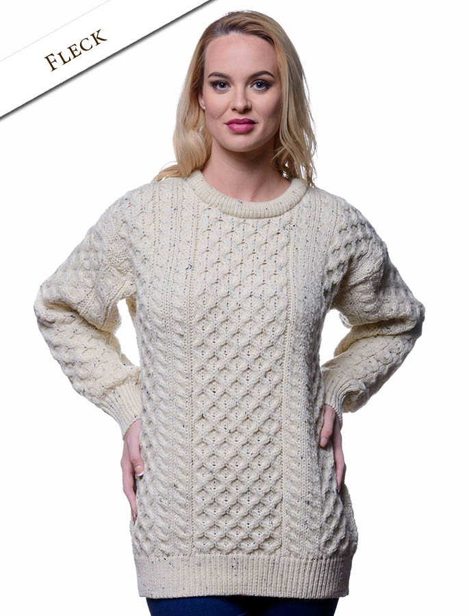 Women's Heavyweight Traditional Aran Wool Sweater | Glenaran