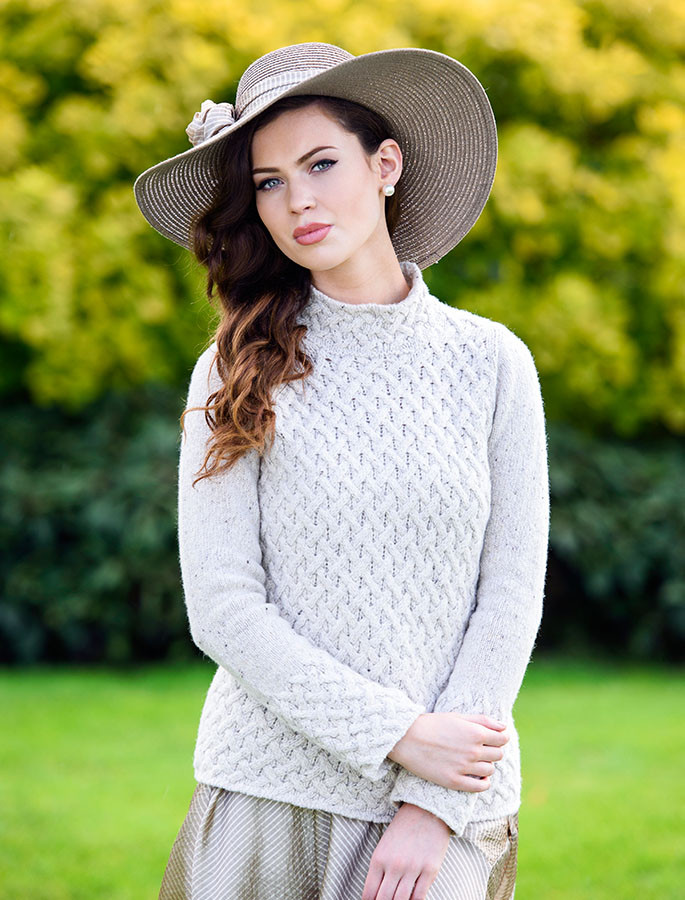 Ladies Wool Fisherman Sweater, | Glenaran