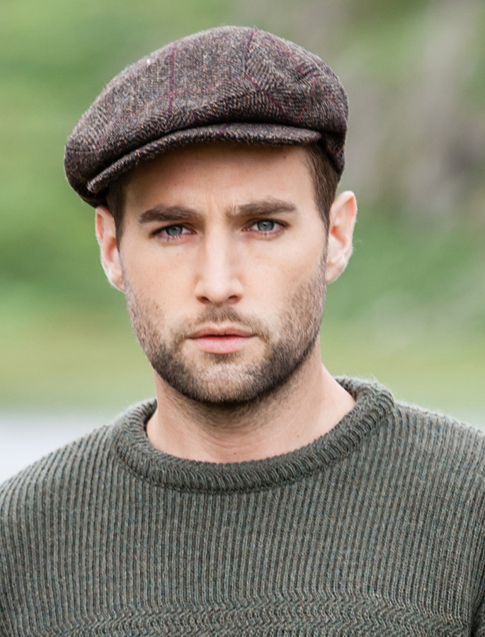 Trinity Tweed Flat Cap - Brown with Red Trinity Tweed Flat Cap - Brown with Red