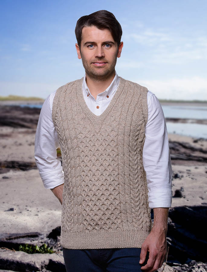 Aran V-Neck Slipover Sweater