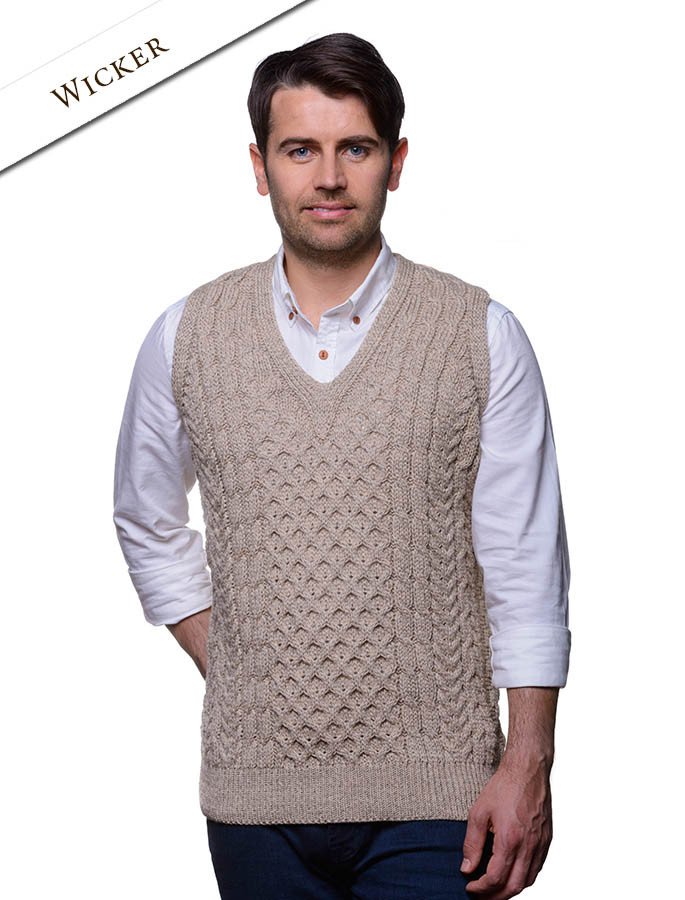 Aran V-Neck Slipover Sweater
