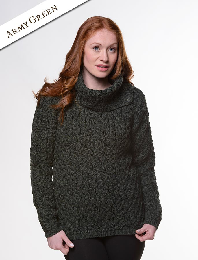 Aran Cowl Neck Tunic Sweater