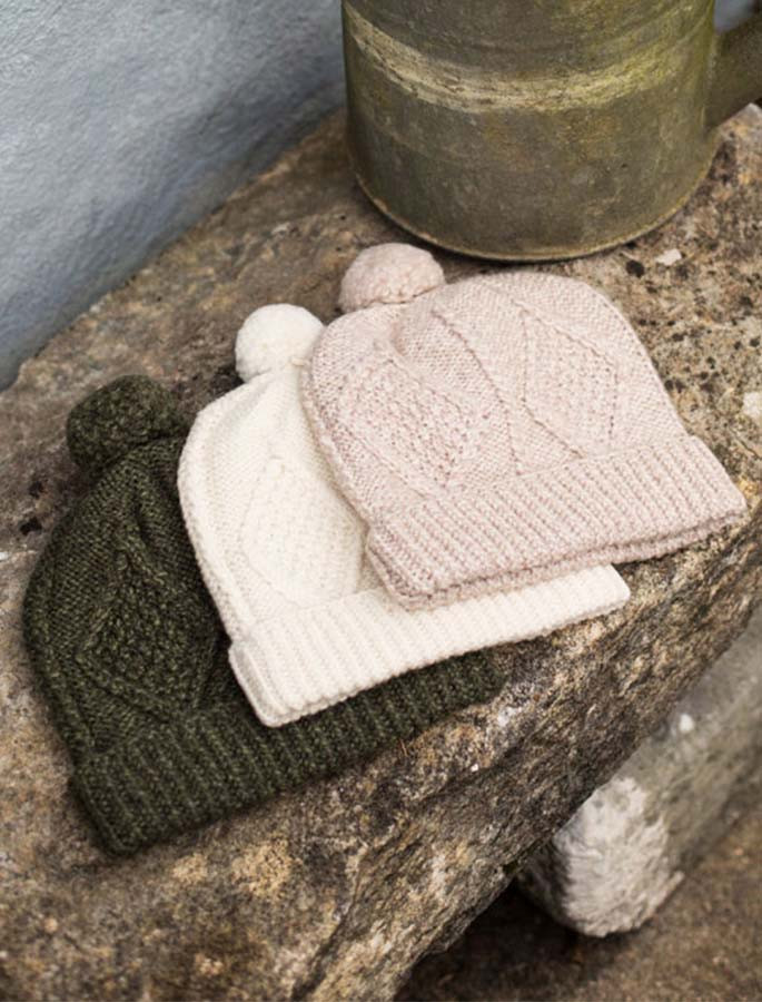 Handknit Aran Ski Hat - Moss Green, Natural White, Honey Oat. Handknit Aran Ski Hat - Moss Green, Natural White, Honey Oat.